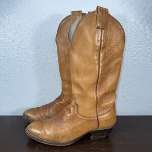 Vintage Olathe Tan Leather Western Cowboy Boots 4056 Size Men’s 9 A